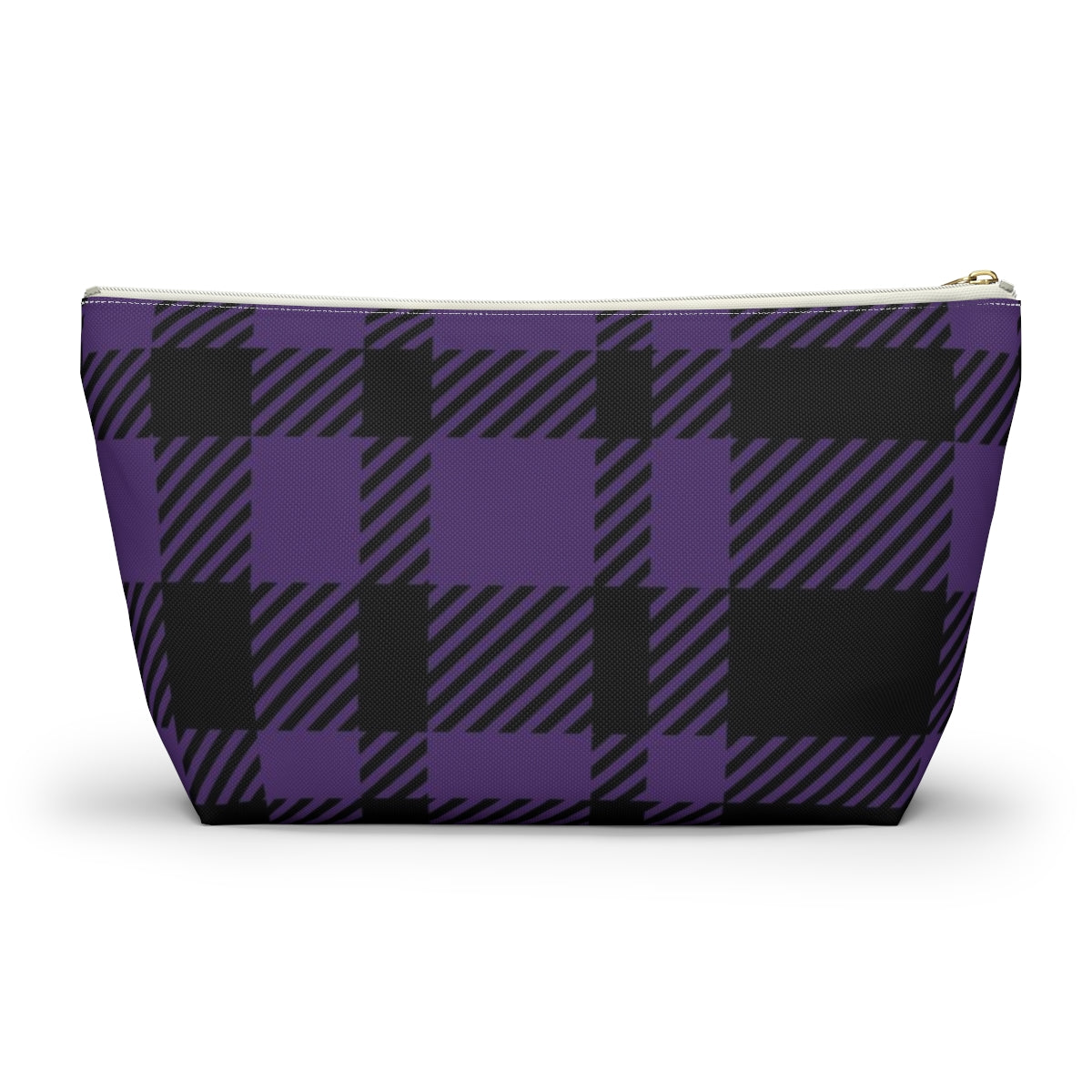 Big Bottom Zipper Pouch - Purple Buffalo Check, Purple Plaid
