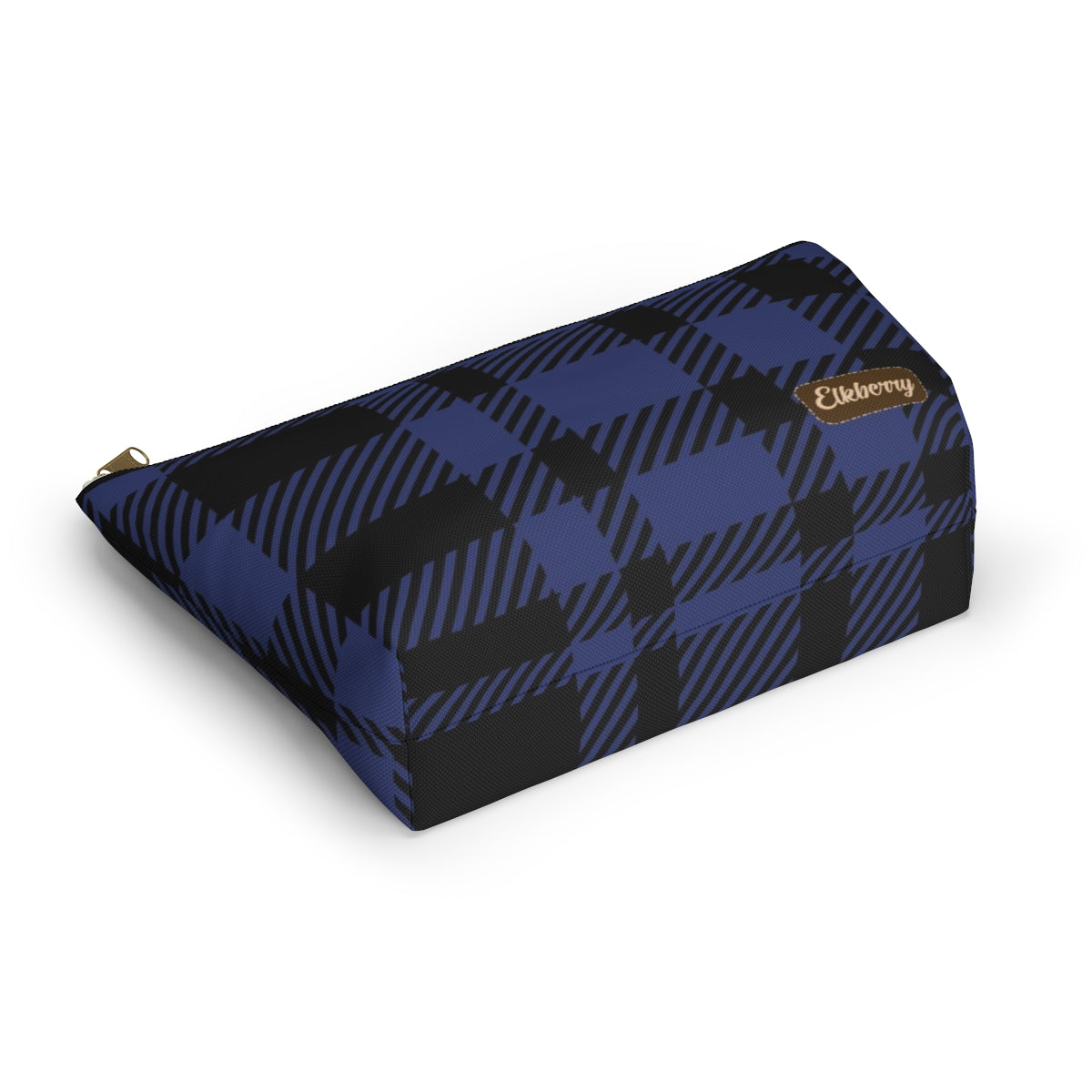 Big Bottom Zipper Pouch - Blue Buffalo Check, Blue Plaid