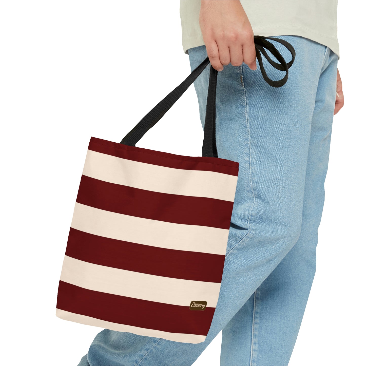 Lightweight Tote Bag - Berry/Cream Stripes