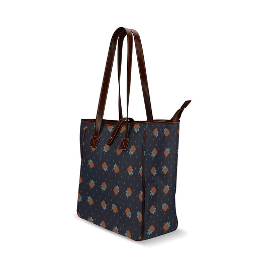 Little Plants - Navy Classic Tote Handbag