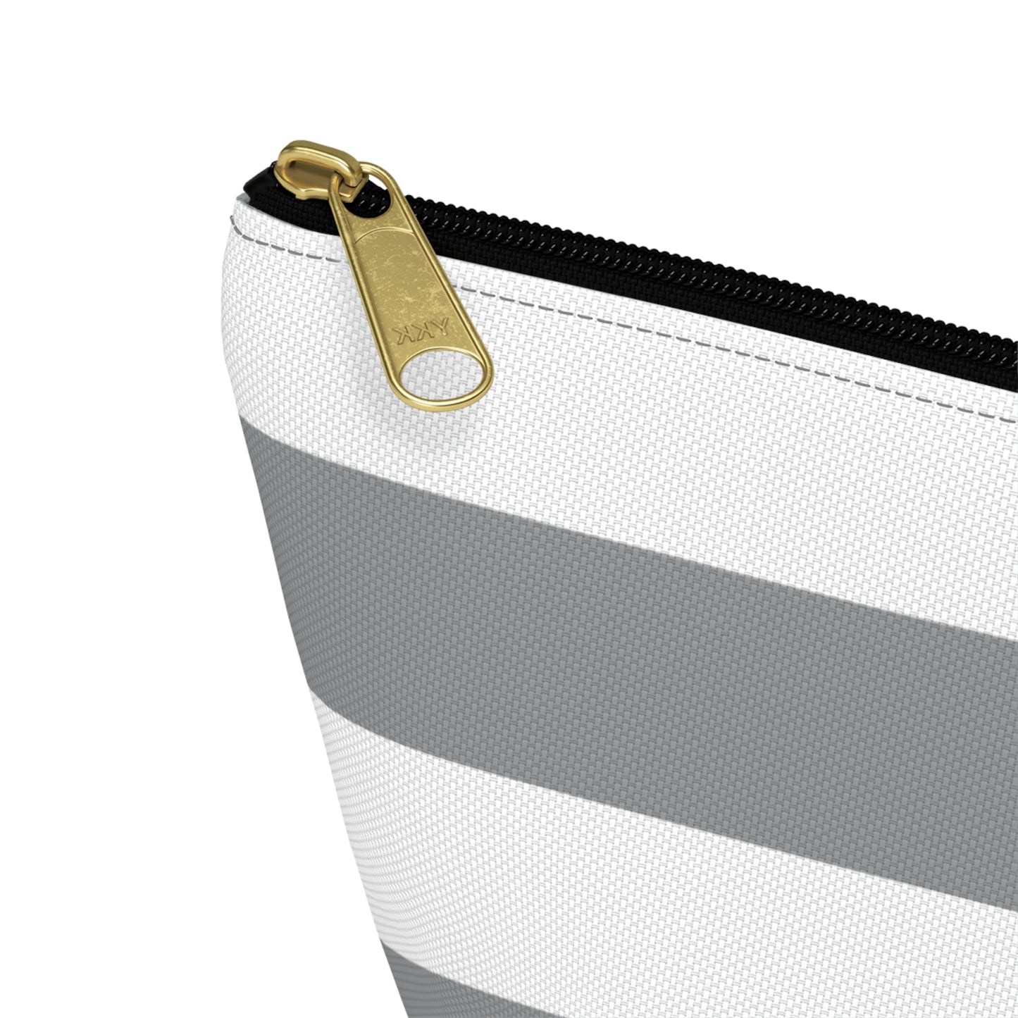 Big Bottom Zipper Pouch - Ash Gray/White Stripes