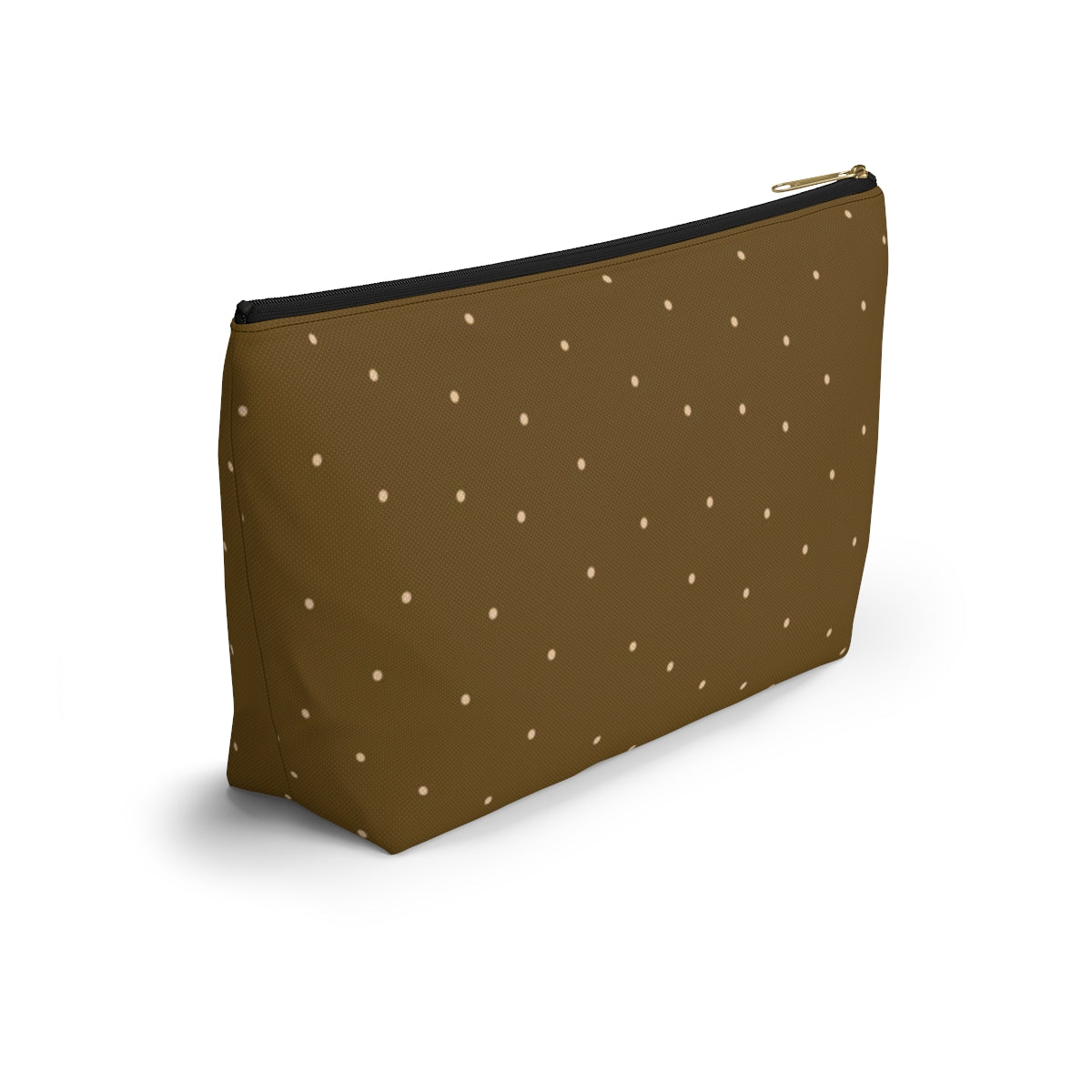 Big Bottom Zipper Pouch - Dots on Mustard