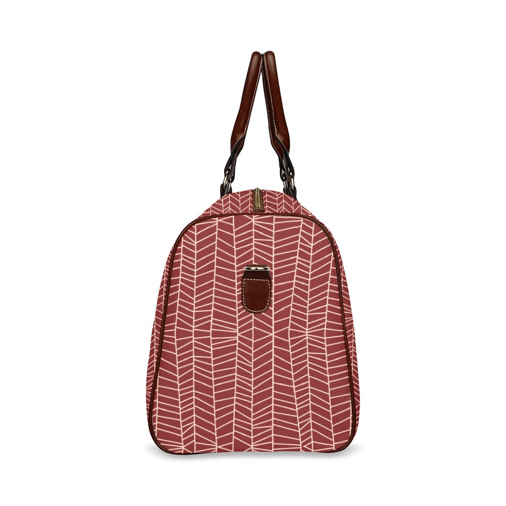 Herringbone - Berry Waterproof Travel Bag (Large)