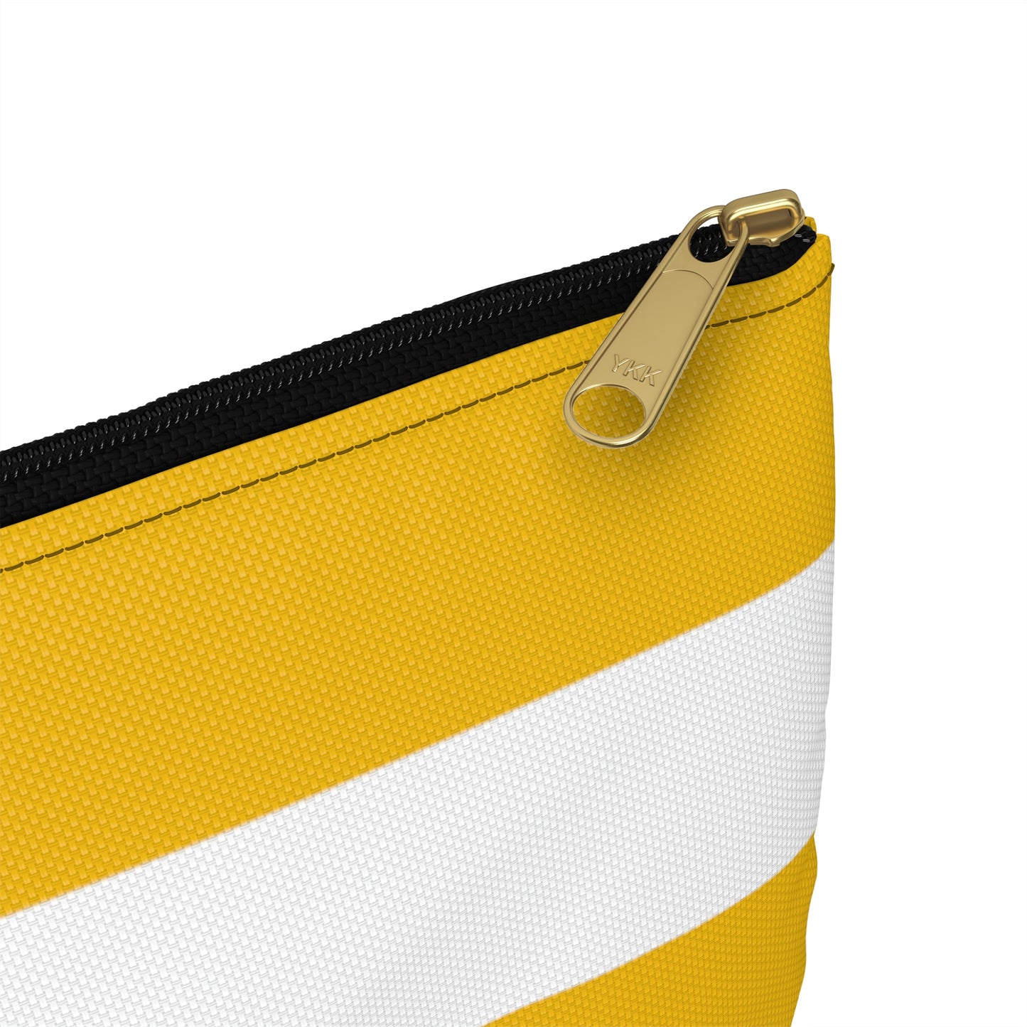 Flat Zipper Pouch - Lemon Yellow/White Stripes