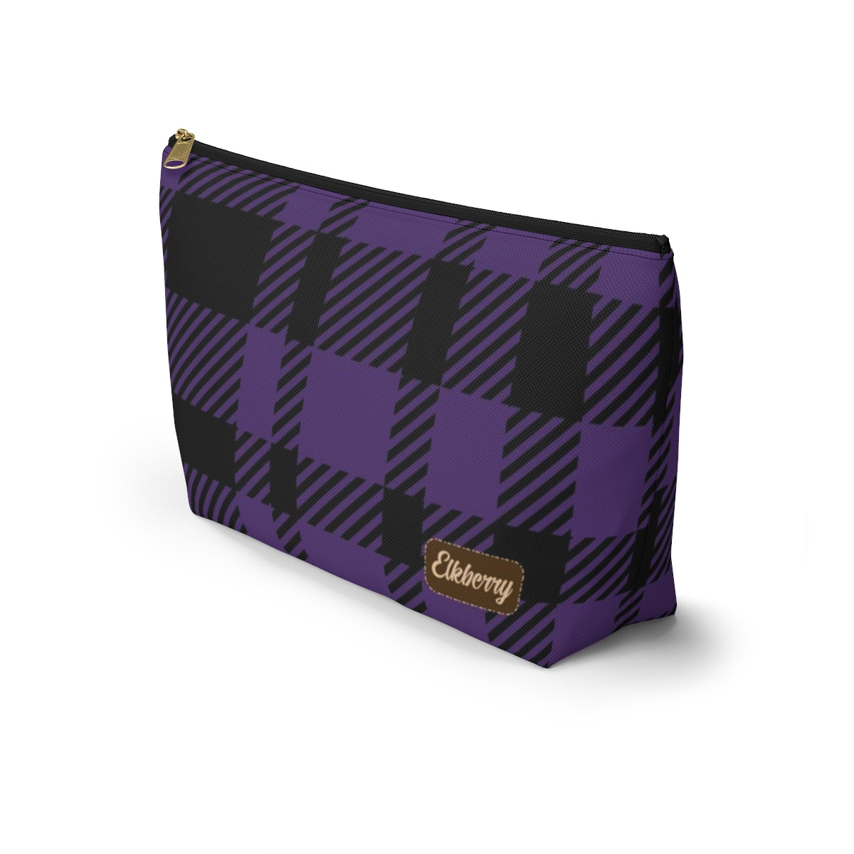 Big Bottom Zipper Pouch - Purple Buffalo Check, Purple Plaid
