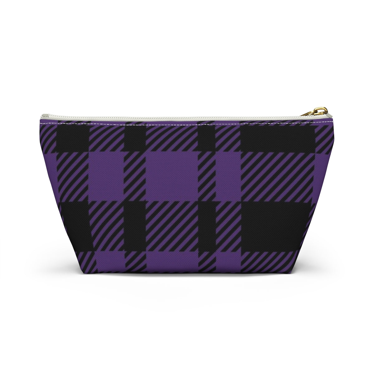 Big Bottom Zipper Pouch - Purple Buffalo Check, Purple Plaid
