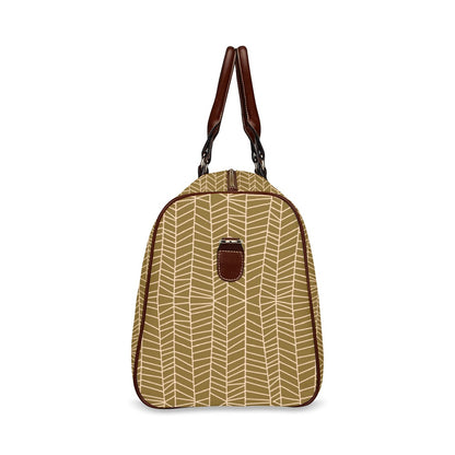 Herringbone - Mustard Waterproof Travel Bag (Large)