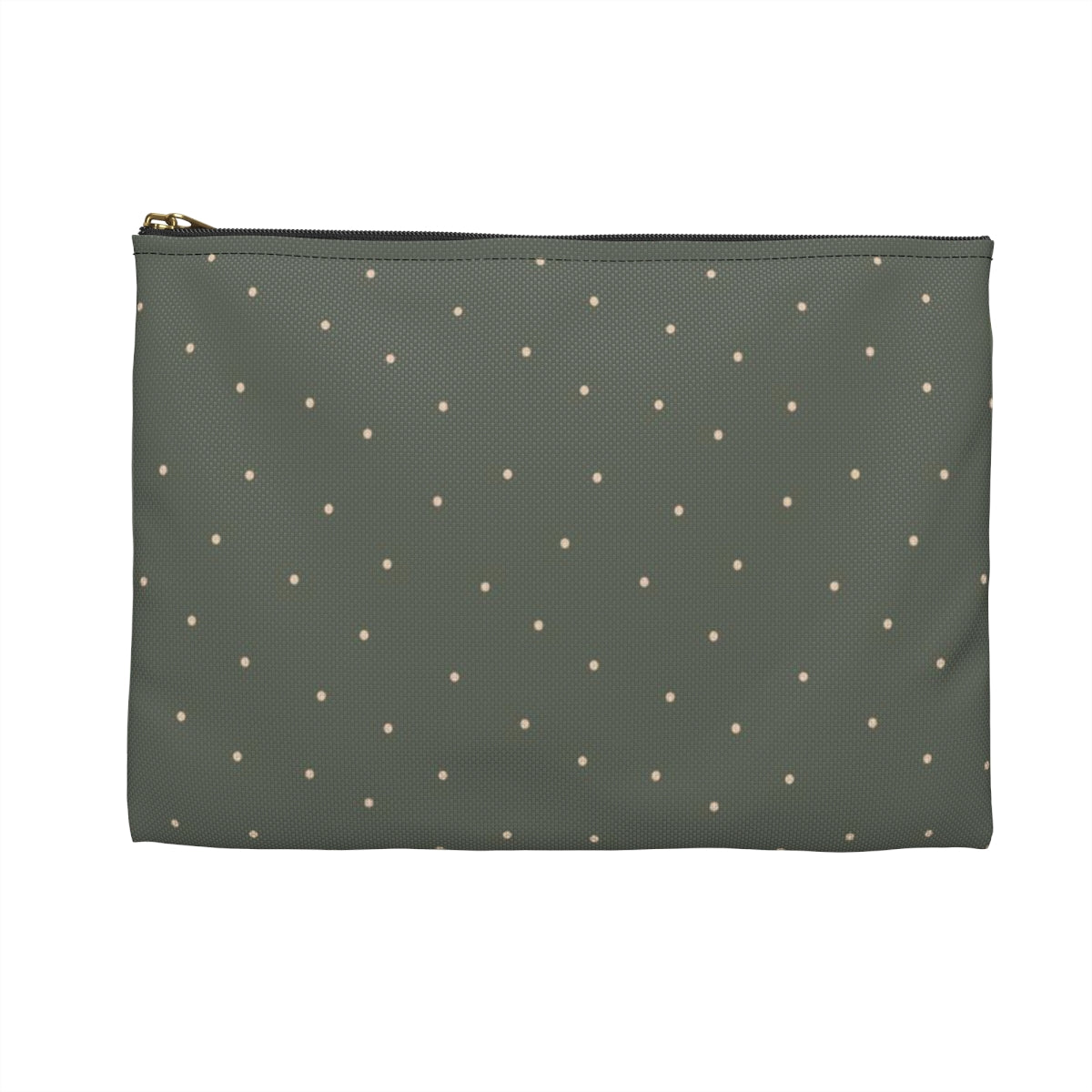 Flat Zipper Pouch - Dots on Sage