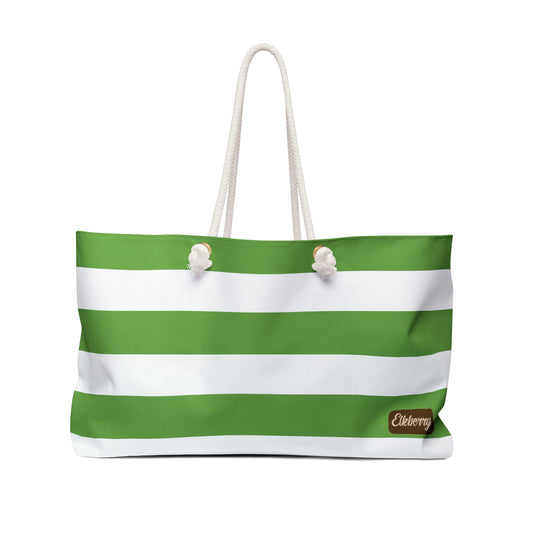 Weekender Tote Bag - Lime Green/White Stripes