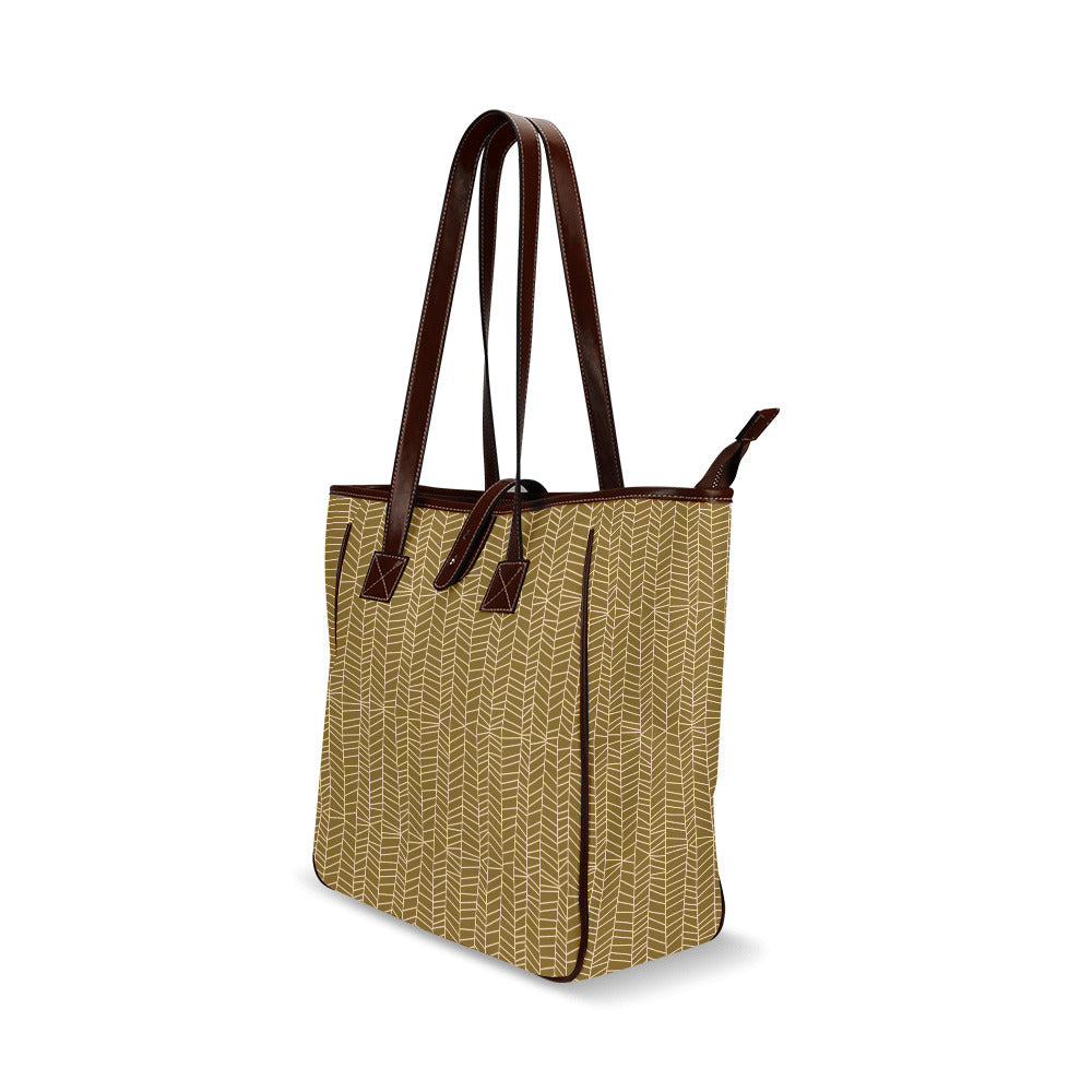 Herringbone - Mustard Classic Tote Handbag