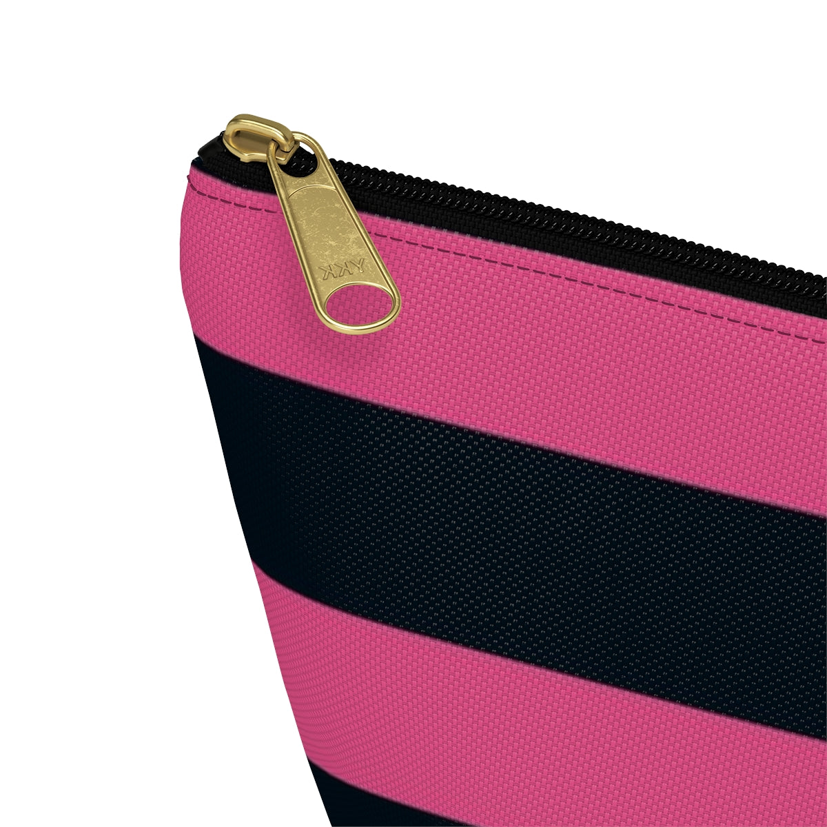 Big Bottom Zipper Pouch - Hot Pink/Navy Stripes