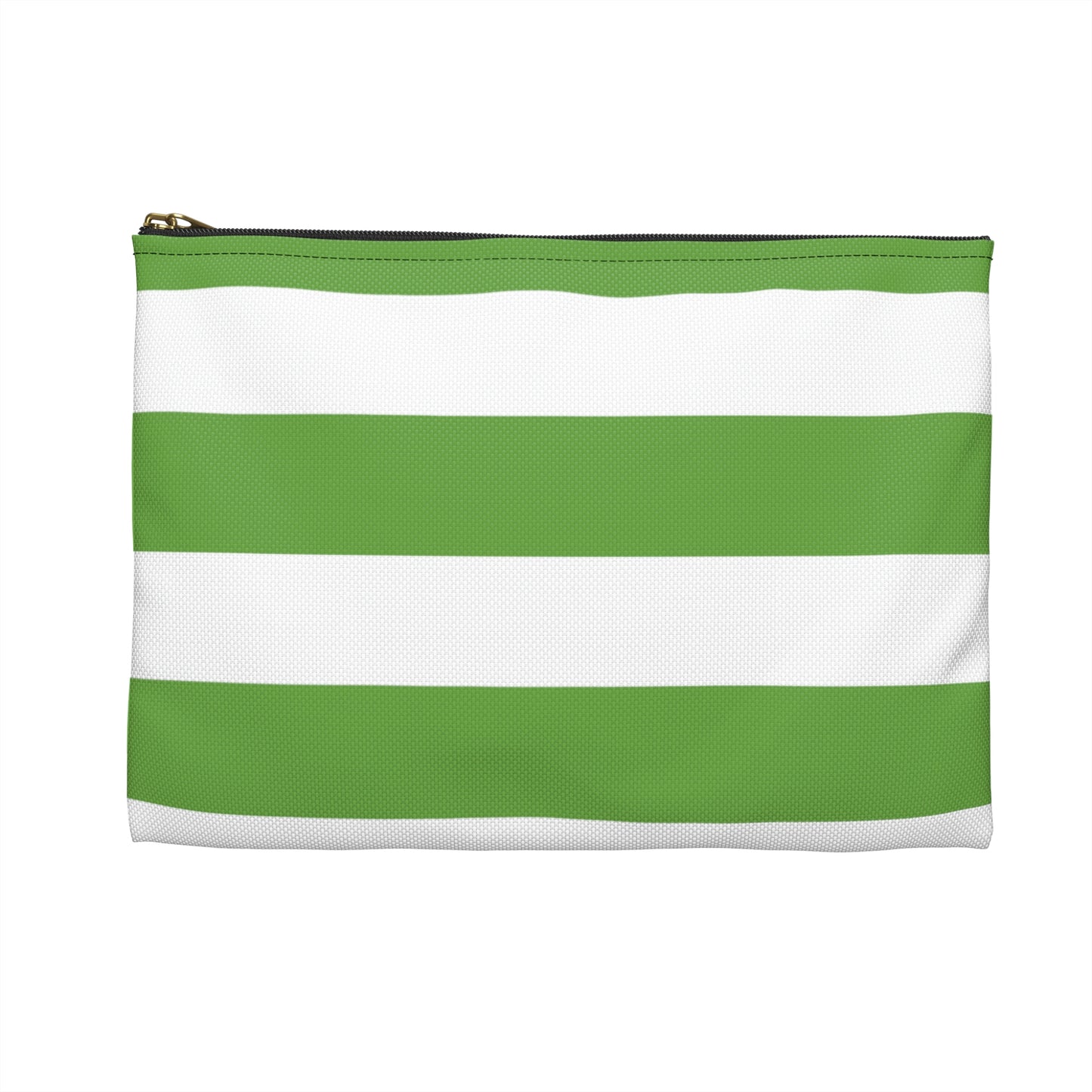 Flat Zipper Pouch - Lime Green/White Stripes