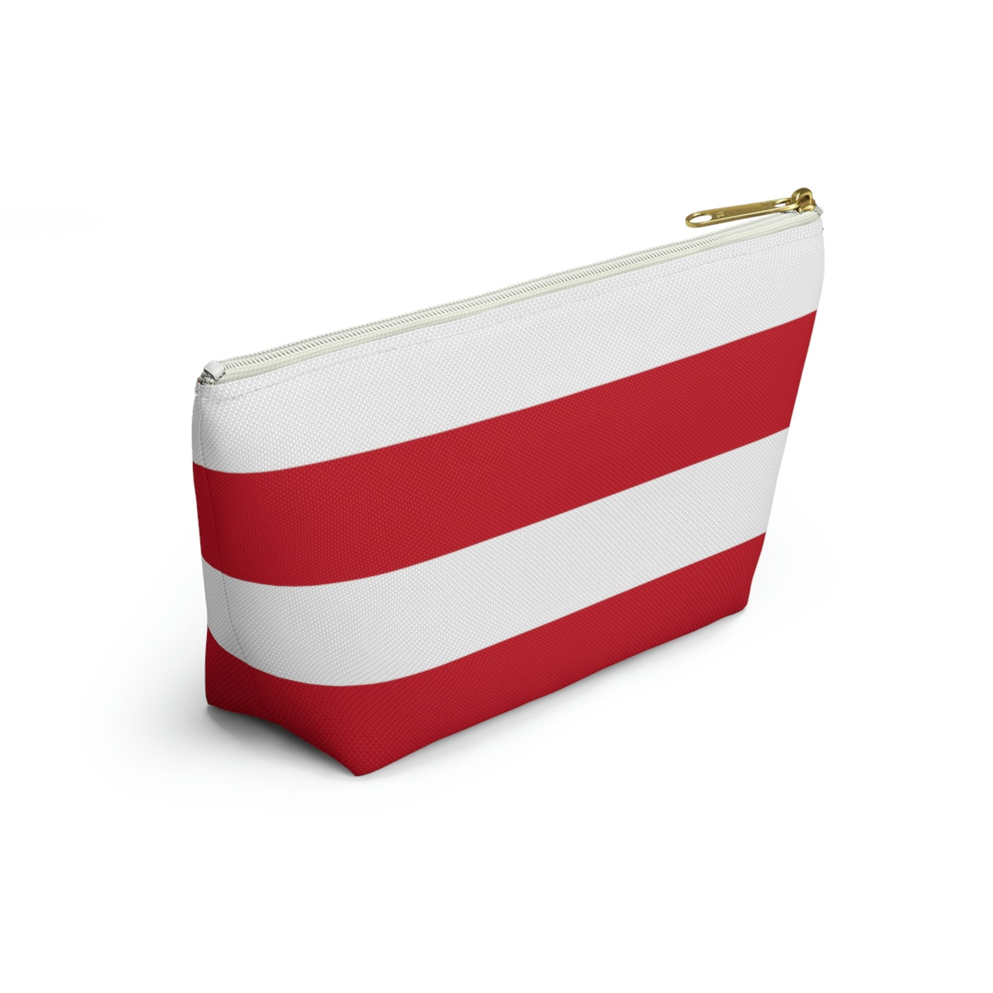 Big Bottom Zipper Pouch - Red/White Stripes
