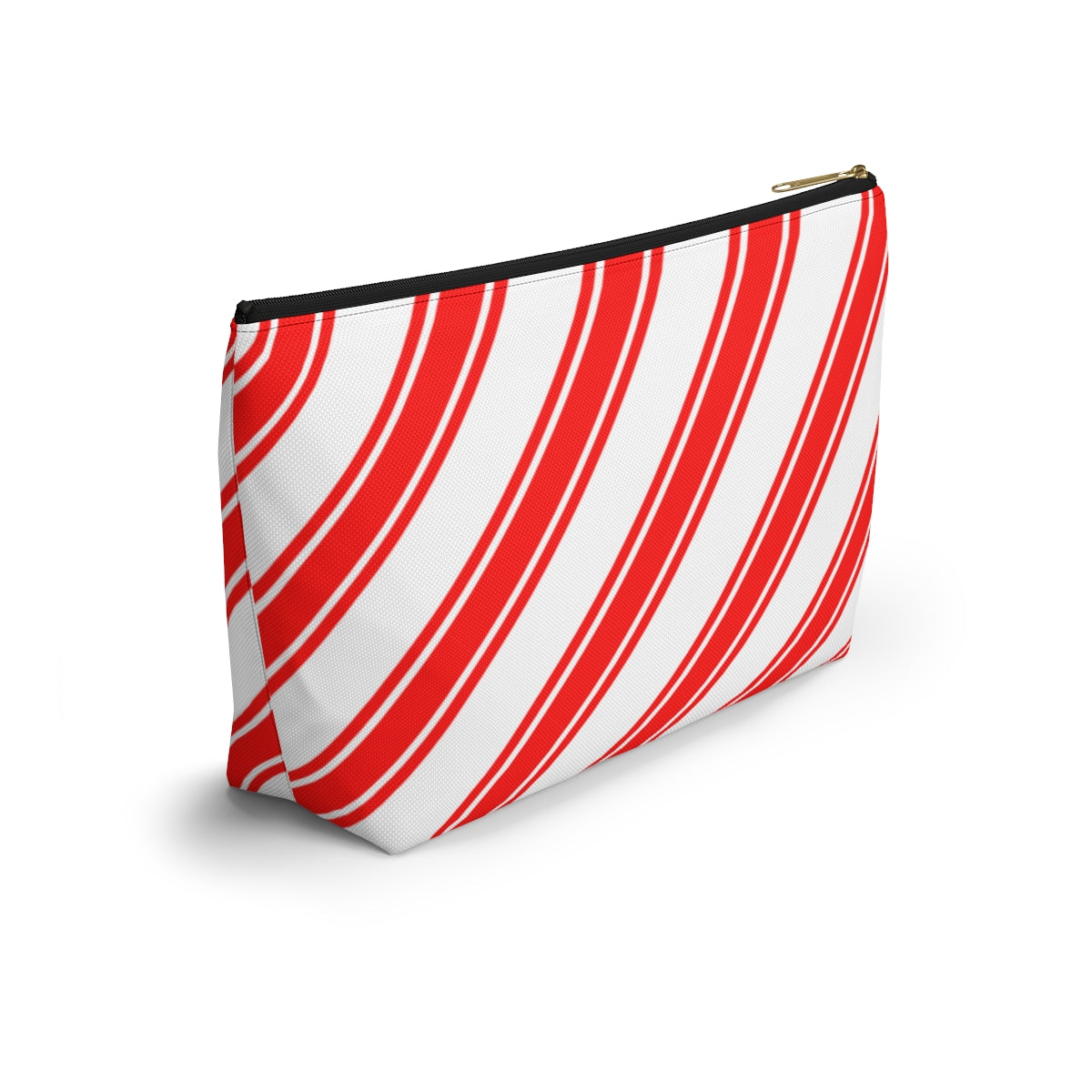 Big Bottom Zipper Pouch - Peppermint Candy Cane Stripes