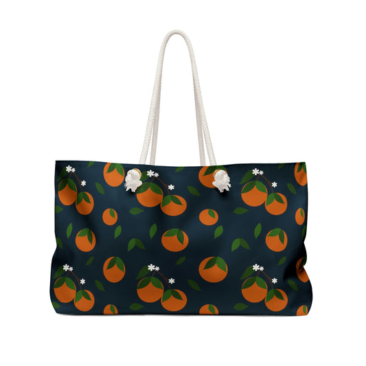 Weekender Tote Bag - Oranges on Navy