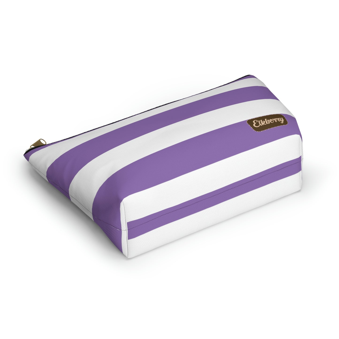 Big Bottom Zipper Pouch - Lilac/White Stripes