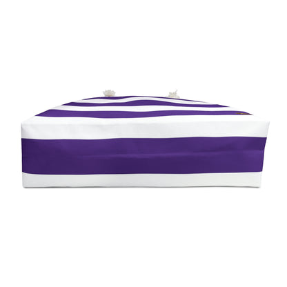 Weekender Tote Bag - Purple/White Stripes