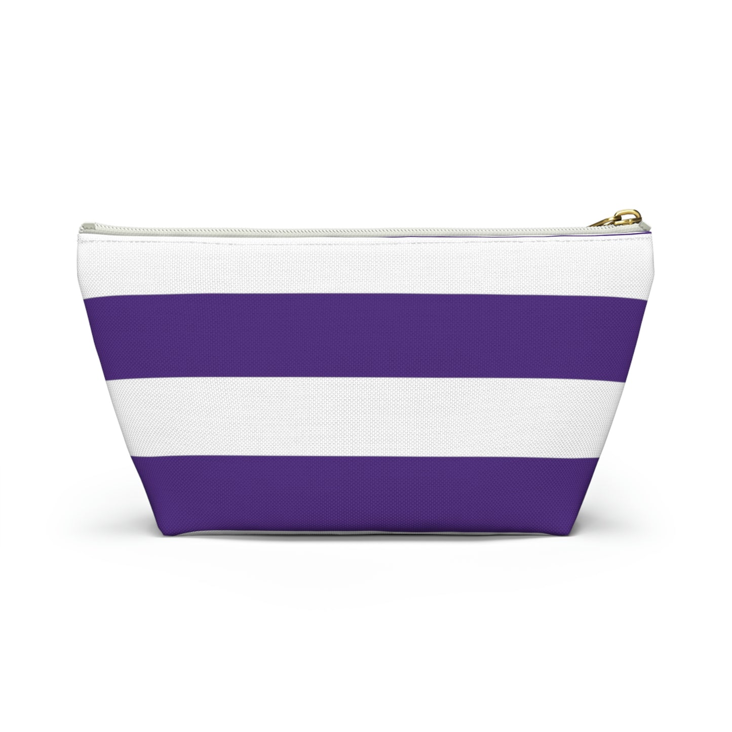 Big Bottom Zipper Pouch - Purple/White Stripes