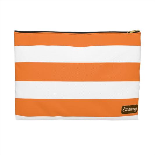 Flat Zipper Pouch - Orange/White Stripes