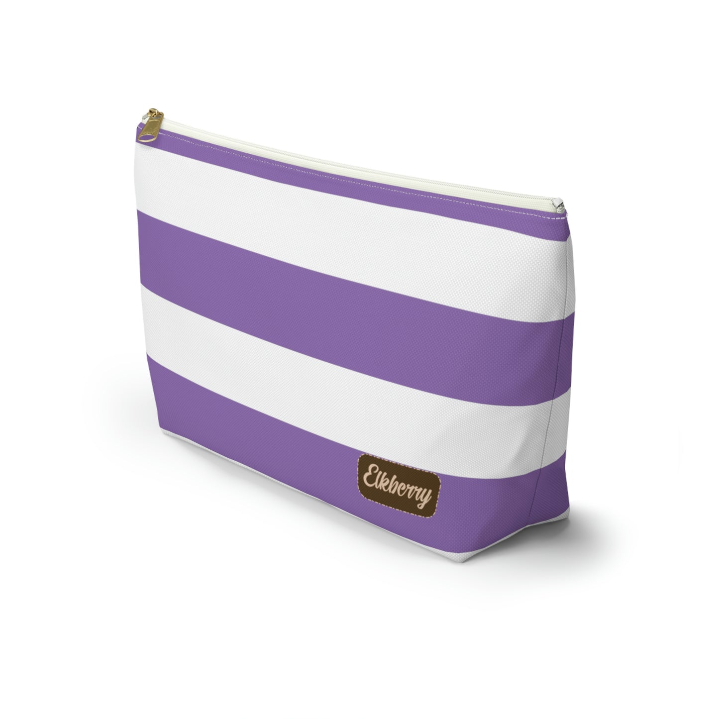 Big Bottom Zipper Pouch - Lilac/White Stripes