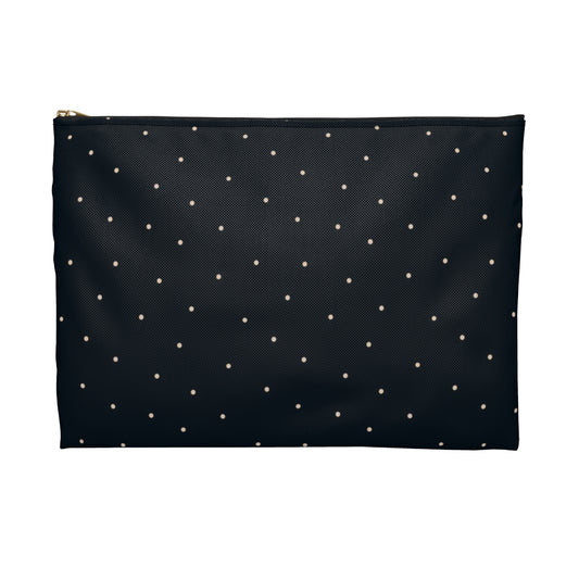 Flat Zipper Pouch - Dots on Navy