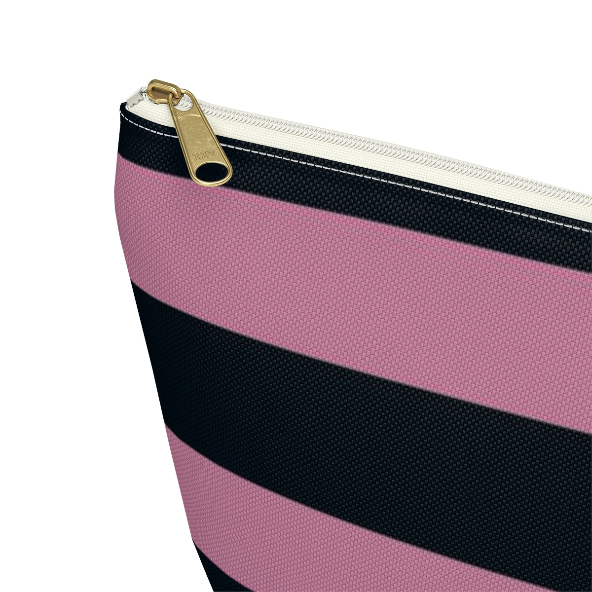 Big Bottom Zipper Pouch - Dusty Rose Pink/Navy Stripes