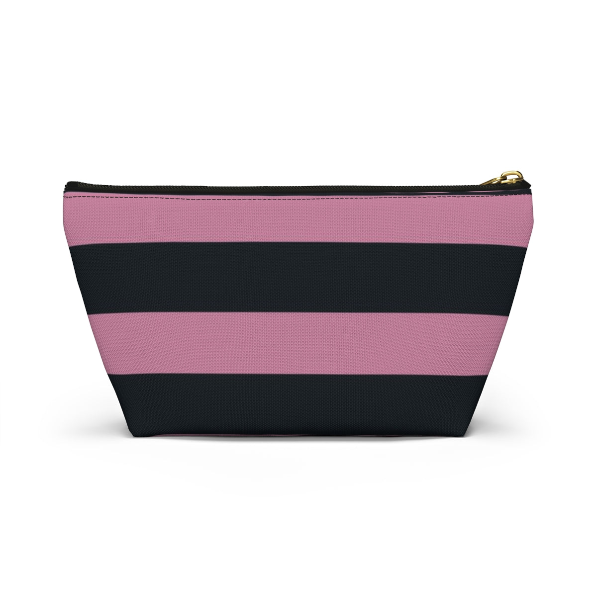 Big Bottom Zipper Pouch - Dusty Rose Pink/Navy Stripes