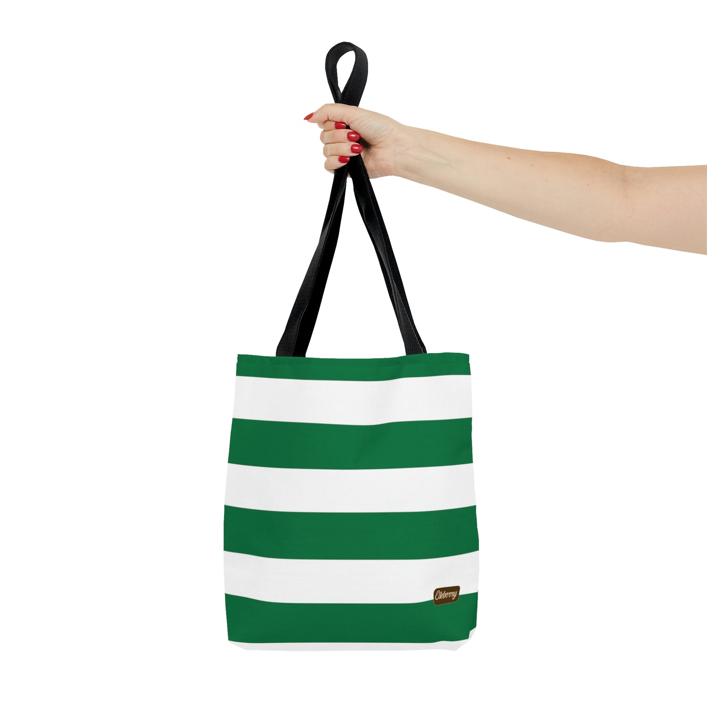 Lightweight Tote Bag - Kelly Green/White Stripes