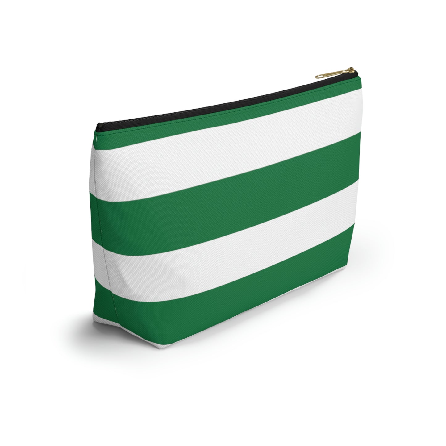 Big Bottom Zipper Pouch - Kelly Green/White Stripes