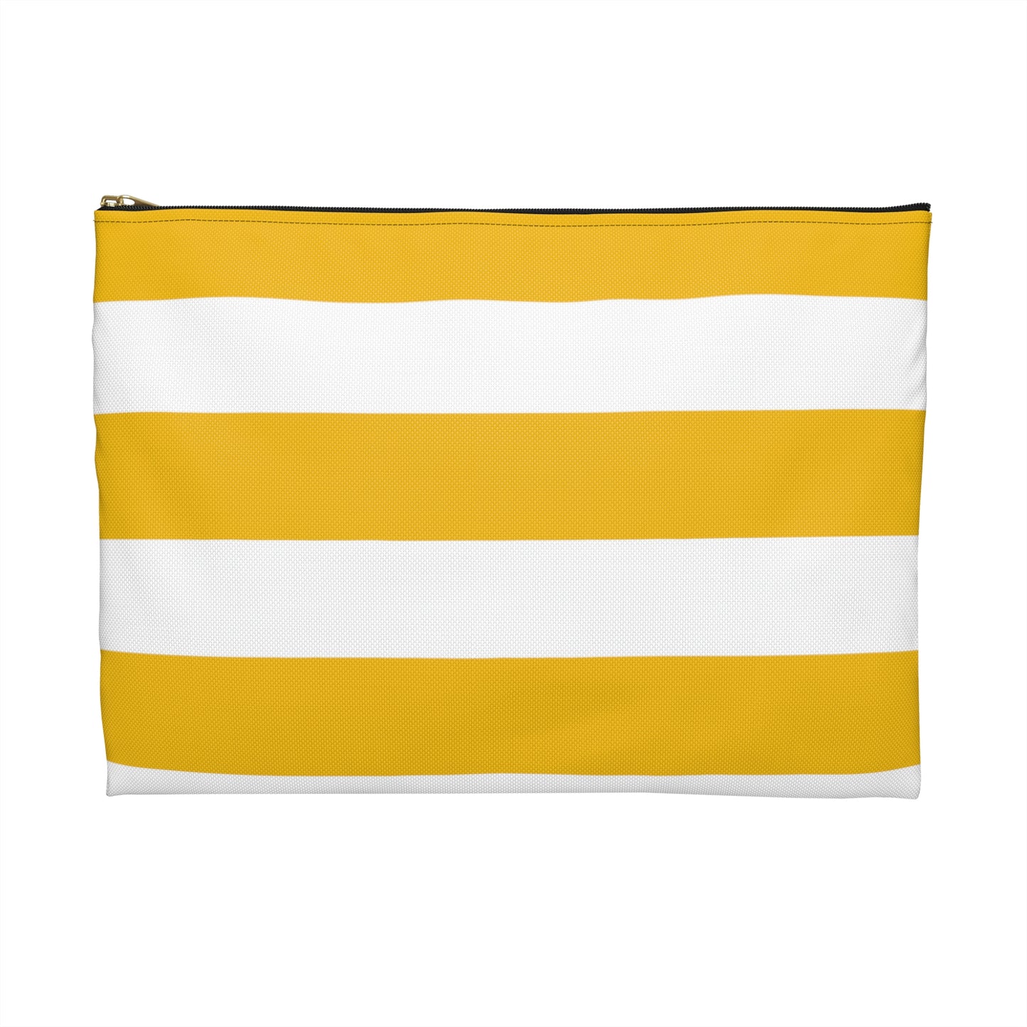 Flat Zipper Pouch - Lemon Yellow/White Stripes