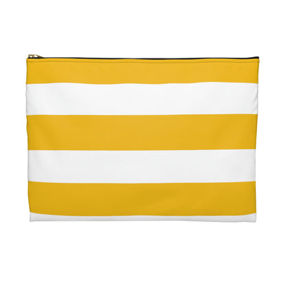 Flat Zipper Pouch - Lemon Yellow/White Stripes