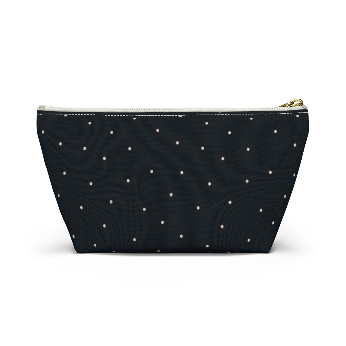 Big Bottom Zipper Pouch - Dots on Navy