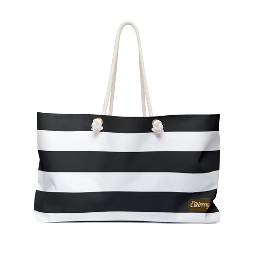 Weekender Tote Bag - Black/White Stripes