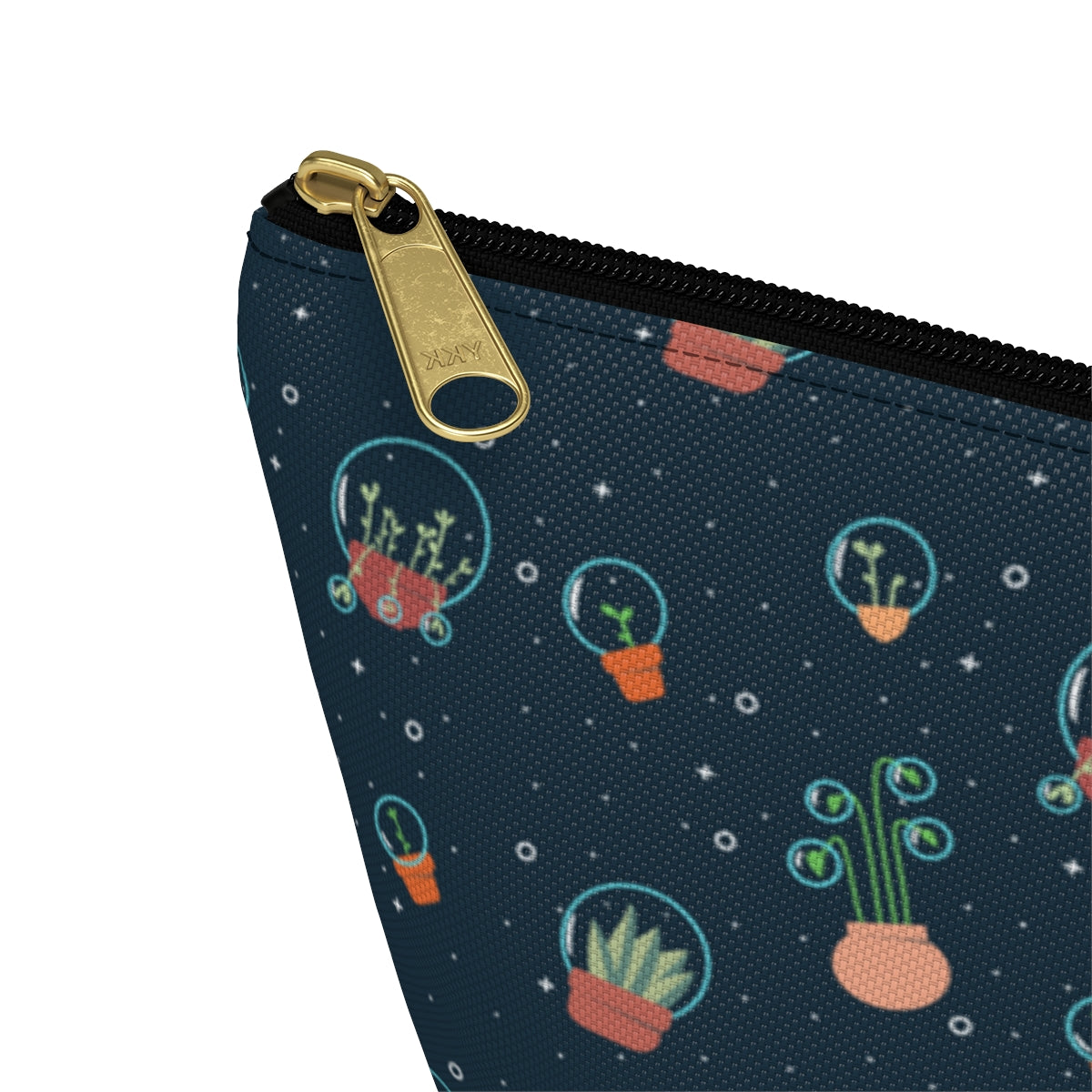 Big Bottom Zipper Pouch - Space Garden