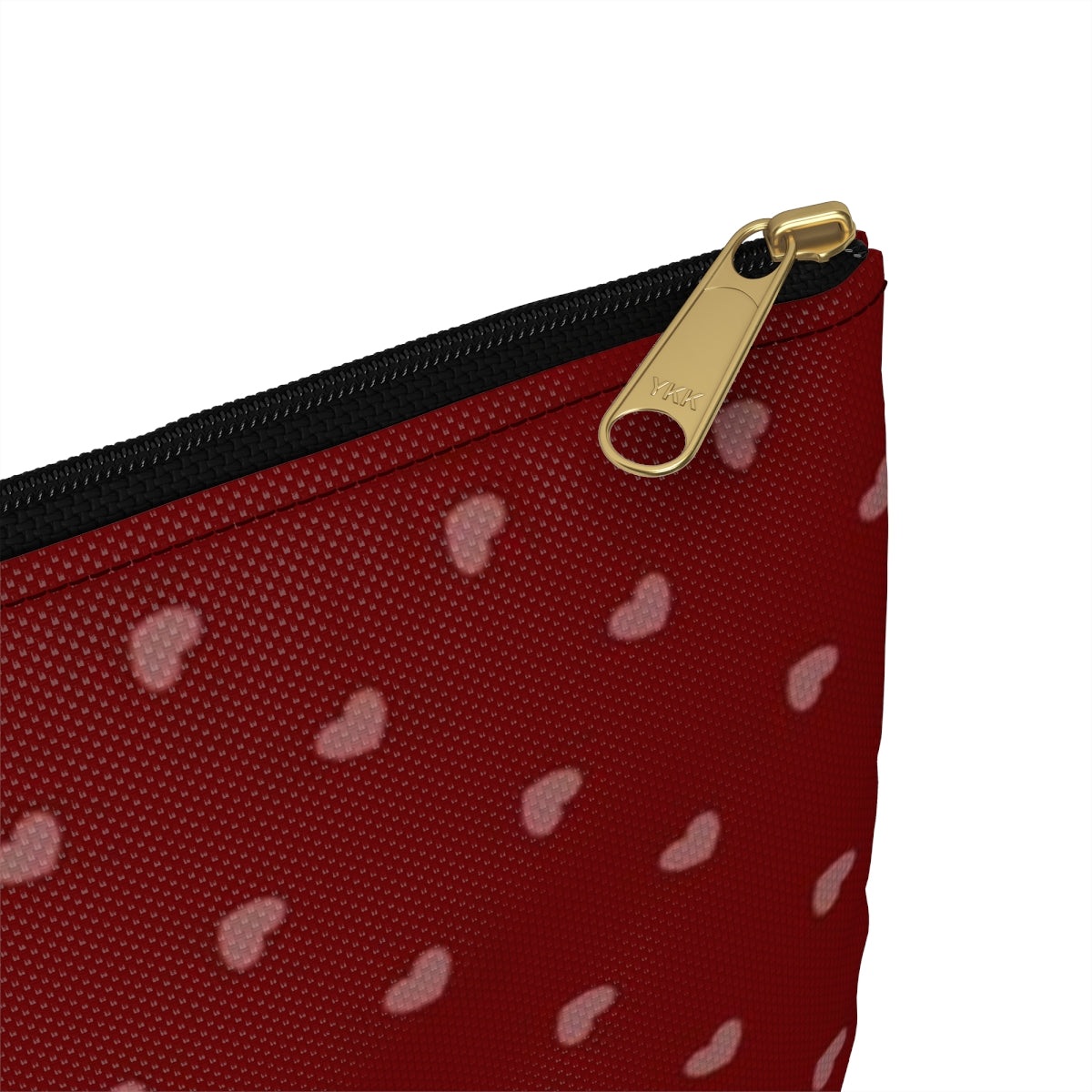 Flat Zipper Pouch - Hearts on Red