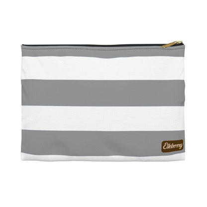 Flat Zipper Pouch - Ash Gray/White Stripes
