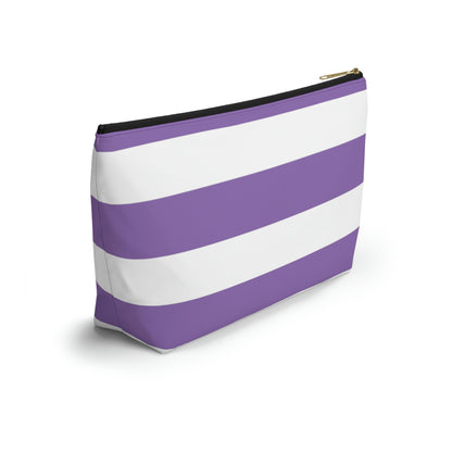 Big Bottom Zipper Pouch - Lilac/White Stripes