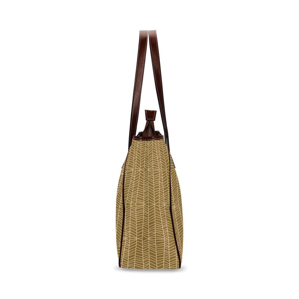 Herringbone - Mustard Classic Tote Handbag