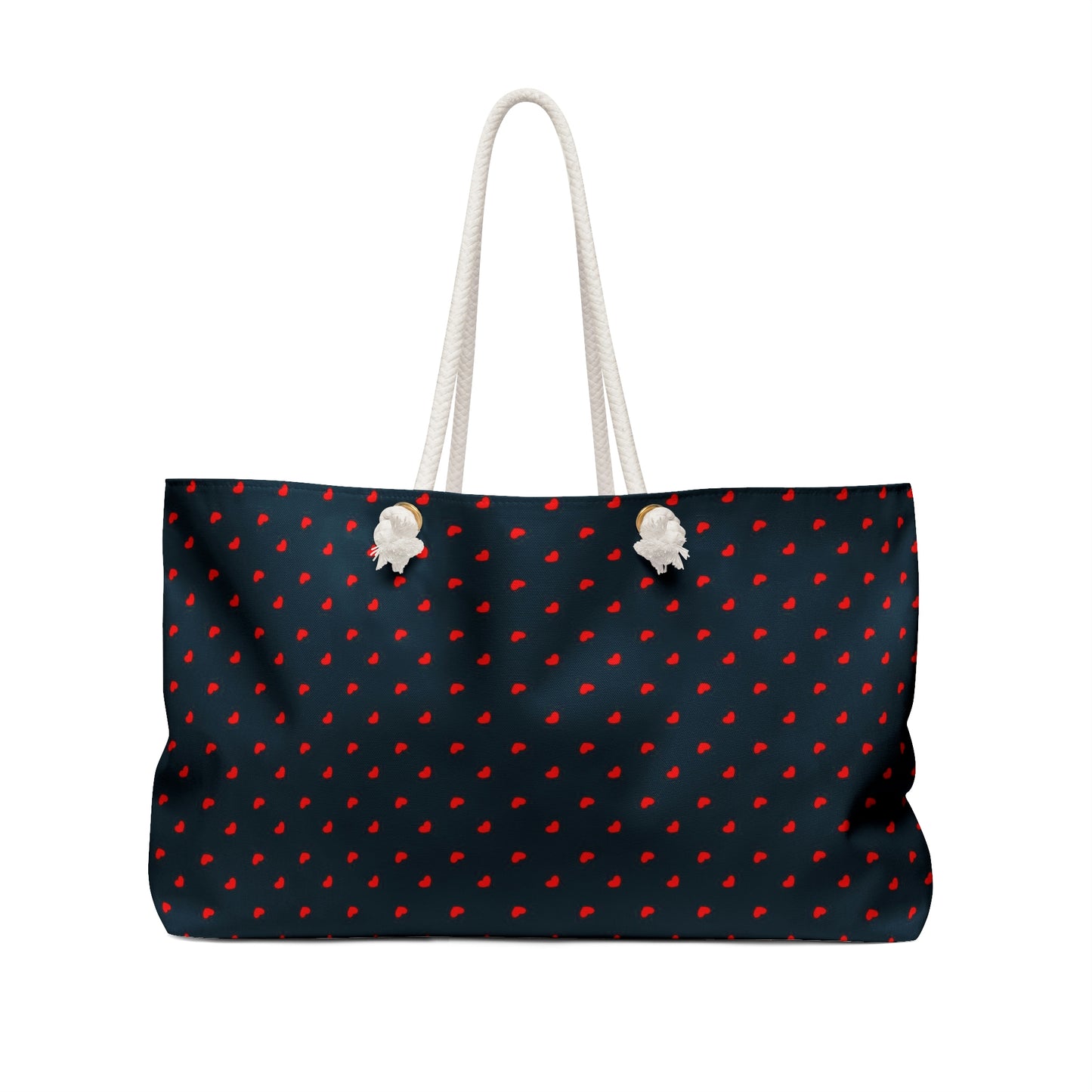Weekender Tote Bag - Red Hearts on Navy