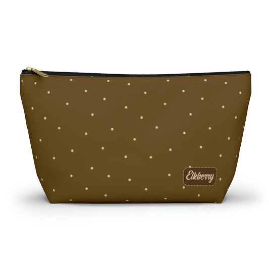 Big Bottom Zipper Pouch - Dots on Mustard