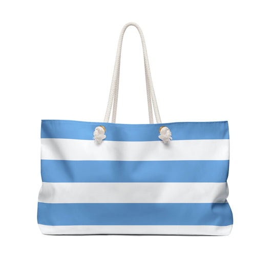 Weekender Tote Bag - Light Blue/White Stripes