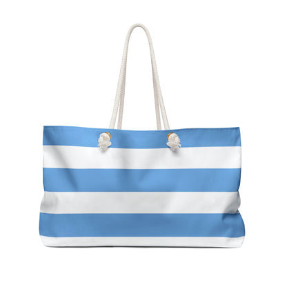 Weekender Tote Bag - Light Blue/White Stripes