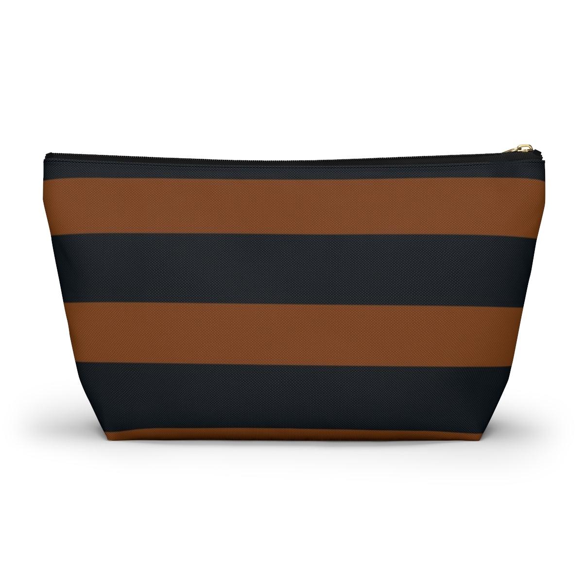 Big Bottom Zipper Pouch - Pumpkin/Navy Stripes