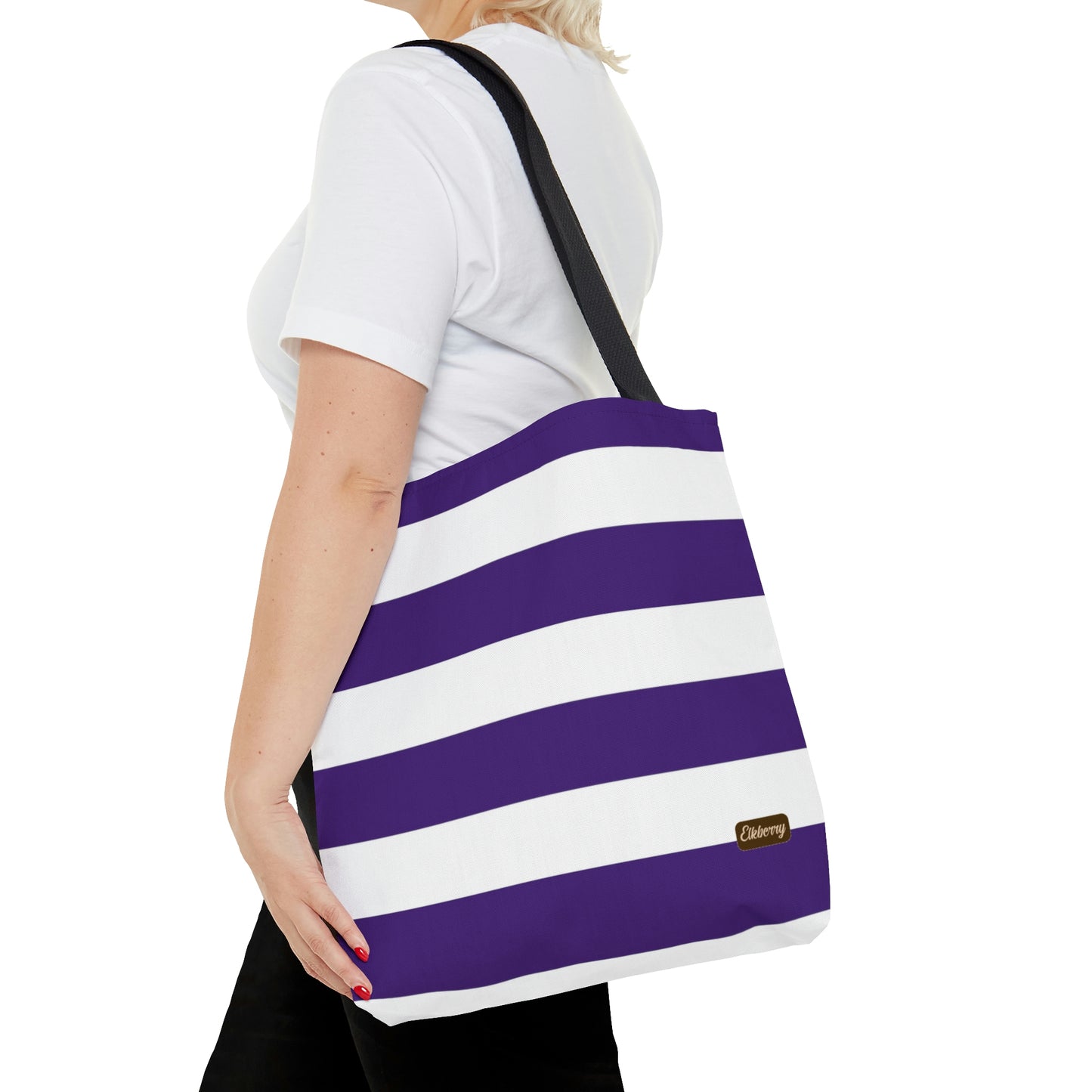 Lightweight Tote Bag - Purple/White Stripes