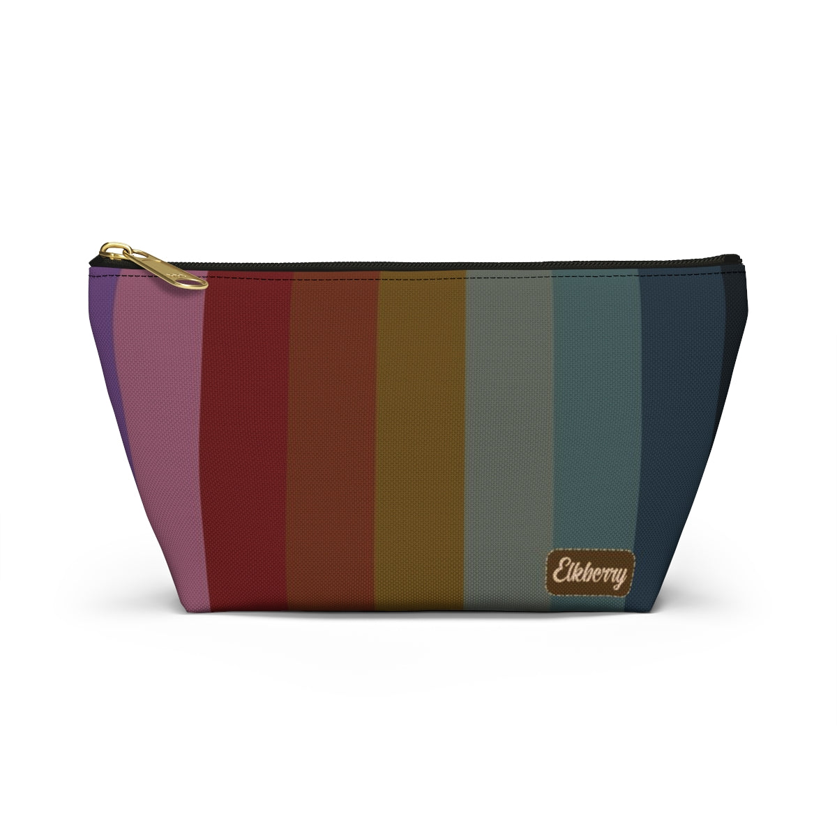 Big Bottom Zipper Pouch - Jewel Tone Rainbow, Vertical