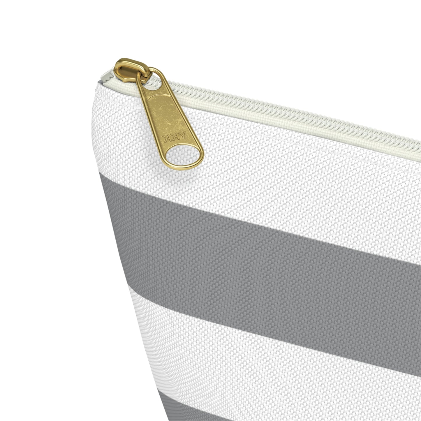 Big Bottom Zipper Pouch - Ash Gray/White Stripes