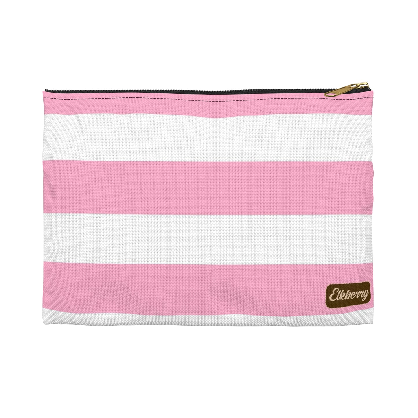 Flat Zipper Pouch - Baby Pink/White Stripes