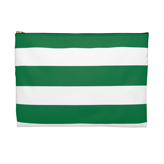 Flat Zipper Pouch - Kelly Green/White Stripes