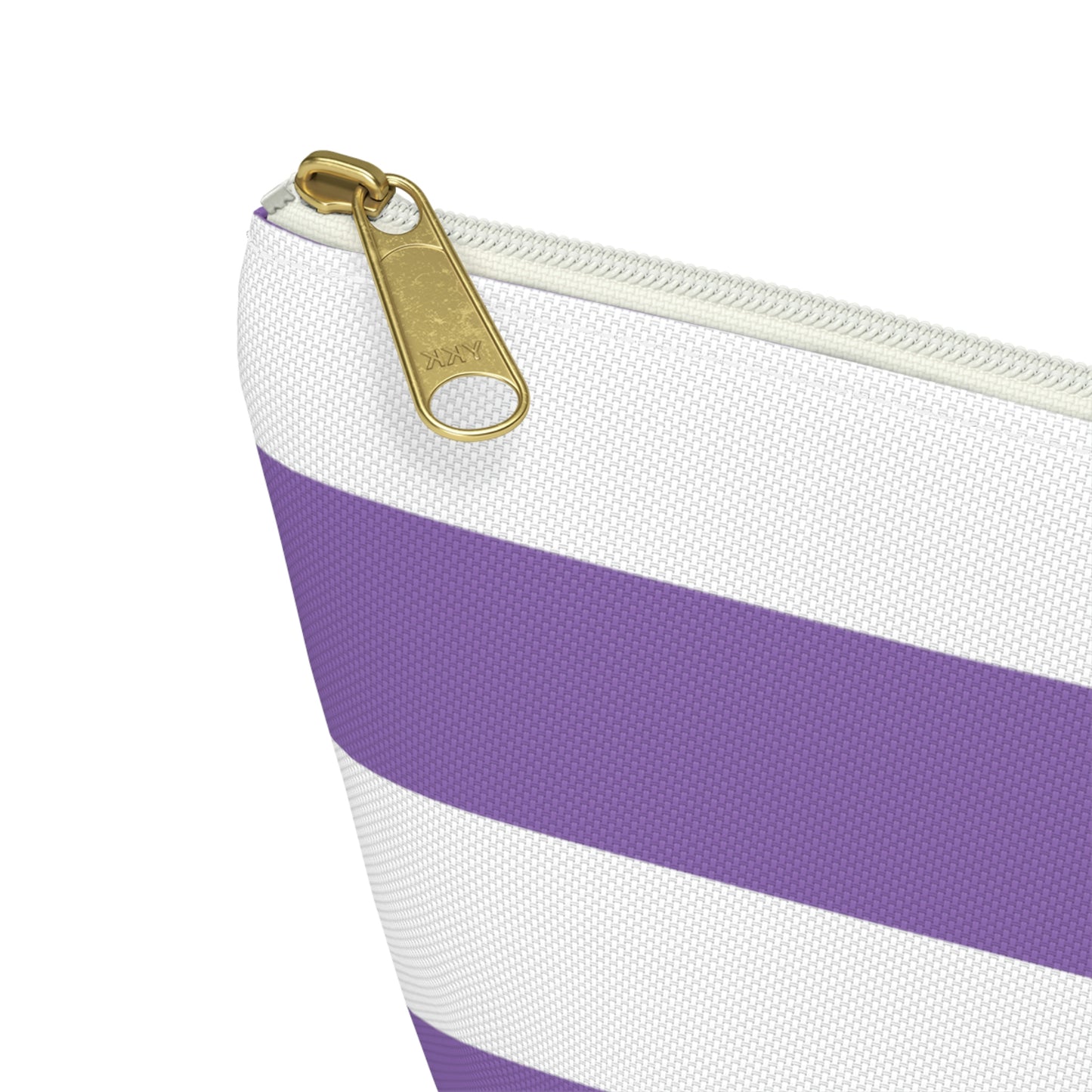 Big Bottom Zipper Pouch - Lilac/White Stripes