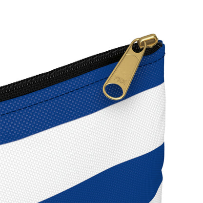 Flat Zipper Pouch - True Blue/White Stripes